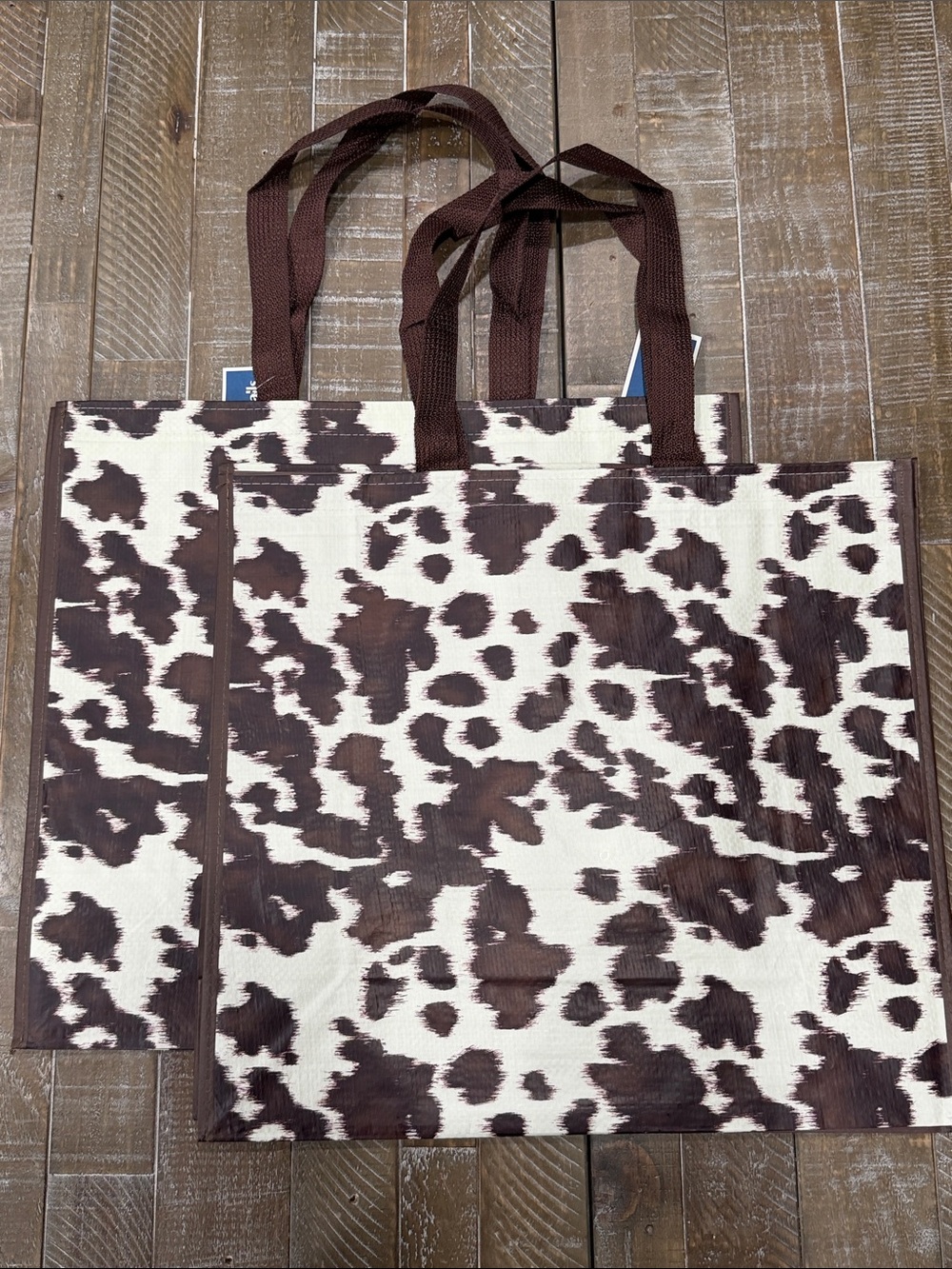 Marshalls Brown and Cream reusable Cowhide Print Tote